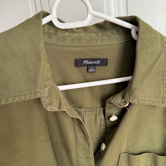 Madewell Olive Green Long Sleeve Shirt Dress - Picture 2 of 5